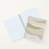 Rosa gelbe, grüne Streifen Abstrakte Waves Name Notizblock (Innenseite)