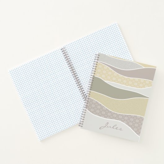 Rosa gelbe, grüne Streifen Abstrakte Waves Name Notizblock (Innenseite)