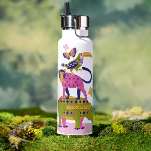 Rosa gelbe grüne Wasserflasche Trinkflasche