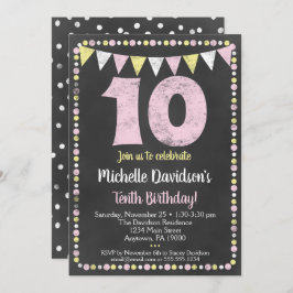 Rosa Gelbe Halbpension Einladung zum 10. Geburtsta