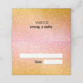Rosa Gelbe Hochzeitsfeige Glitzer Sparkle Platzkarte (Außenseite Aufgefaltet)