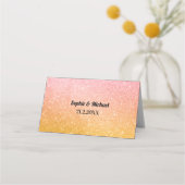 Rosa Gelbe Hochzeitsfeige Glitzer Sparkle Platzkarte (Rückseite)