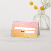 Rosa Gelbe Hochzeitsfeige Glitzer Sparkle Platzkarte (Vorderseite)