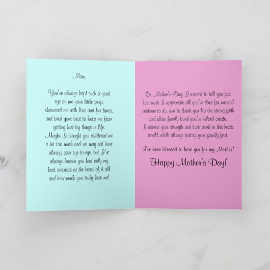 Rosa-gelbe Iris-mit BlumenLiebe der Mutter Karte (Innenseite)