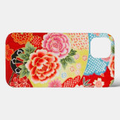 Rosa Gelbe japanische Kimono Blume Case-Mate iPhone Hülle (Rückseite (Horizontal))