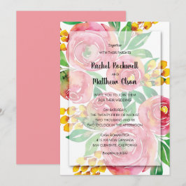 Rosa Gelbe Korallenblume Einladung