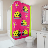 Rosa gelbe Ladybug Kinderdusche Duschvorhang (Beispiel)