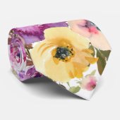 Rosa Gelbe Lila Frühlingsblumen Bläserneck Tie Krawatte (Gerollt)