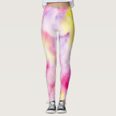 Rosa Gelbe Lila Gefärbte Krawatte Frieden Leggings (Vorderseite)