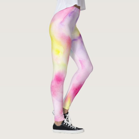 Rosa Gelbe Lila Gefärbte Krawatte Frieden Leggings (Rechts)