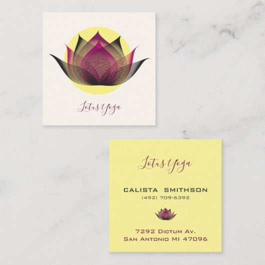 Rosa Gelbe Lotus Blume Piazza della Riforma Quadratische Visitenkarte (Vorne/Hinten)