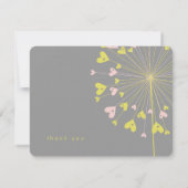 Rosa gelbe Lüsterne Liebe Hochzeit Danke Karte (Rückseite)