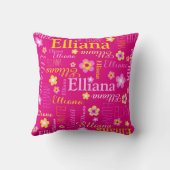 Rosa gelbe Mädchen Name Elliana Kissen (Rückseite)