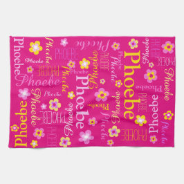 Rosa gelbe Mädels benennen grafische Blume Geschirrtuch