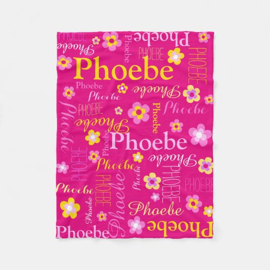 Rosa gelbe Mädels nennen Blume-Decke Fleecedecke (Vorderseite)