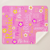 Rosa gelbe Mädels nennen Blume-Decke Sherpadecke (Vorderseite (Horizontal))