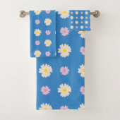 Rosa gelbe Milchditsien florales Muster Streifen B Badhandtuch Set (Insitu)