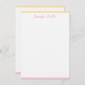 Rosa Gelbe, moderne, handgeschriebene Namensvorlag Mitteilungskarte (Vorne/Hinten)