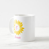 Rosa Gelbe Mongram Sonnenblume Schmetterlinge Kaffeetasse (Vorderseite Links)