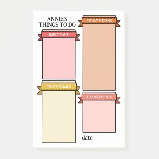 Rosa gelbe Niedliche Multifunktionsleisten-Etikett Post-it Klebezettel (Vorderseite)