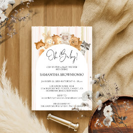 Rosa Gelbe Niedliche Tiere Budget Oh Babydusche Einladung