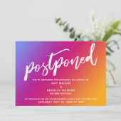 Rosa Gelbe Ombre Gradient Weded Postponed Card Einladung (Stehend Vorderseite)