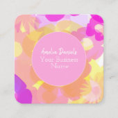 Rosa gelbe Orange Quadratische Visitenkarte (Vorderseite)