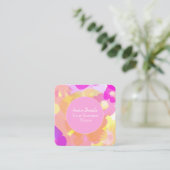 Rosa gelbe Orange Quadratische Visitenkarte (Stehend Vorderseite)