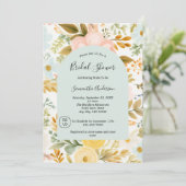 Rosa Gelbe Pastell Florals Brautparty Einladung (Stehend Vorderseite)