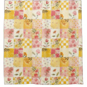 Rosa gelbe Patchwork-Decke im rustikalen Blumen-Re Duschvorhang (Vorderseite)