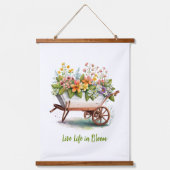 Rosa Gelbe Pfirsichfarben Blume Rallenfässer Wandteppich Mit Holzrahmen (Vorderseite)