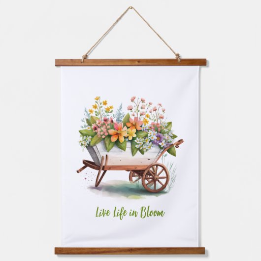 Rosa Gelbe Pfirsichfarben Blume Rallenfässer Wandteppich Mit Holzrahmen (Vorderseite)