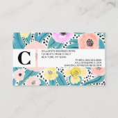 Rosa Gelbe Polka Dots Aquarellfarben Monogramm Visitenkarte (Rückseite)