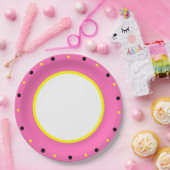 Rosa Gelbe Polka-Punkte Pappteller (Party)