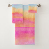 Rosa Gelbe Regenbogen Abstrakte Streifen Badhandtuch Set (Insitu)