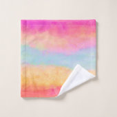 Rosa Gelbe Regenbogen Abstrakte Streifen Badhandtuch Set (Waschlappen)