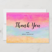 Rosa Gelbe Regenbogen Abstrakte Streifen Dankeskarte (Vorderseite)