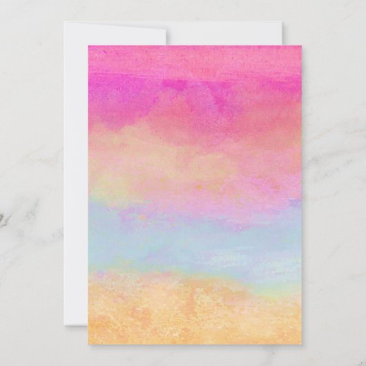 Rosa Gelbe Regenbogen Abstrakte Streifen Geburtsta Einladung (Rückseite)