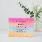 Rosa Gelbe Regenbogen Abstrakte Streifen Geburtsta Einladungspostkarte (Stehend Vorderseite)
