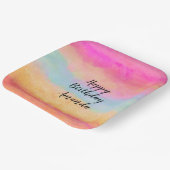 Rosa Gelbe Regenbogen Abstrakte Streifen Geburtsta Pappteller (Gewinkelt)