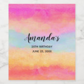 Rosa Gelbe Regenbogen Abstrakte Streifen Geburtsta Weinetikett (Einzelnes Label)