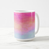 Rosa Gelbe Regenbogen Abstrakte Streifen Kaffeetasse (VorderseiteRechts)