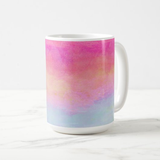 Rosa Gelbe Regenbogen Abstrakte Streifen Kaffeetasse (VorderseiteRechts)