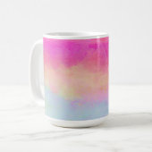 Rosa Gelbe Regenbogen Abstrakte Streifen Kaffeetasse (Vorderseite Links)