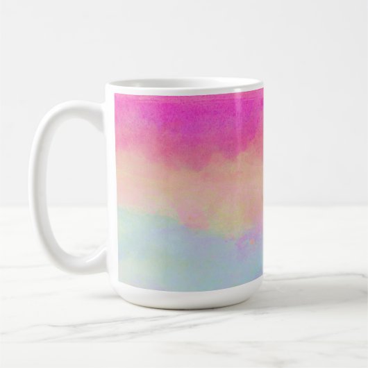 Rosa Gelbe Regenbogen Abstrakte Streifen Kaffeetasse (Links)