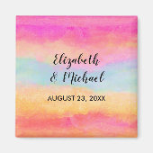 Rosa Gelbe Regenbogen Abstrakte Streifen Magnet (Vorne)