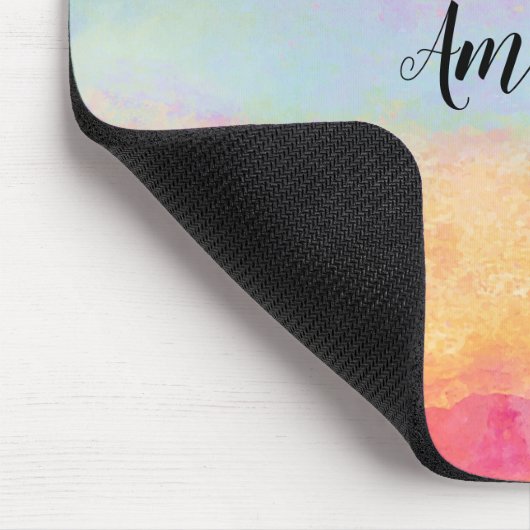 Rosa Gelbe Regenbogen Abstrakte Streifen Mousepad (Ecke)