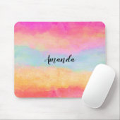 Rosa Gelbe Regenbogen Abstrakte Streifen Mousepad (Mit Mouse)