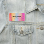 Rosa Gelbe Regenbogen Abstrakte Streifen Namensschild (Beispiel)