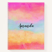 Rosa Gelbe Regenbogen Abstrakte Streifen Notizblock (Vorderseite)